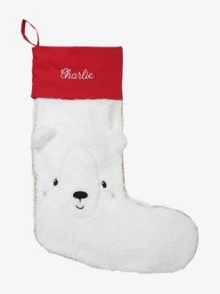 Chaussette De Noël Ours En Bouclette Personnalisable Blanc - Vertbaudet -Boutique Vertbaudet chaussette de noel ours en bouclette personnalisable 3