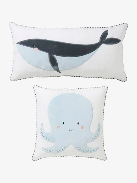 Lot De 2 Coussins SOUS L'OCÉAN Bleu - Vertbaudet 3 Lot De 2 Coussins SOUS L'OCÉAN Bleu - Vertbaudet