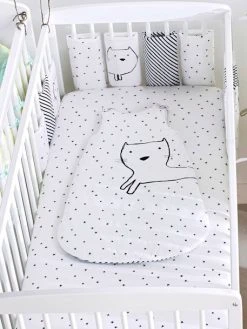 Lot De 2 Draps-housses Bébé En Jersey Extensible Imprimé étoiles Gris Chiné/blanc - Vertbaudet -Boutique Vertbaudet lot de 2 draps housses bebe en jersey extensible imprime etoiles 2