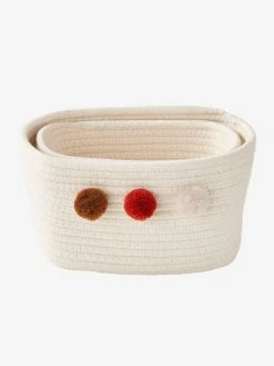 Lot De 2 Paniers En Corde à Pompons Beige - Vertbaudet -Boutique Vertbaudet lot de 2 paniers en corde a pompons 2