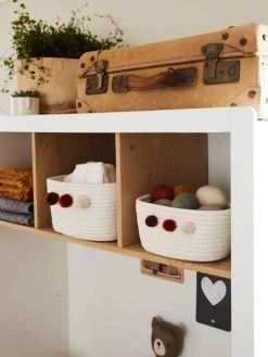 Lot De 2 Paniers En Corde à Pompons Beige - Vertbaudet -Boutique Vertbaudet lot de 2 paniers en corde a pompons 3