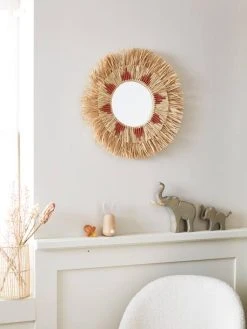Miroir Rond Raphia Beige / Rose - Vertbaudet -Boutique Vertbaudet miroir rond raphia 2