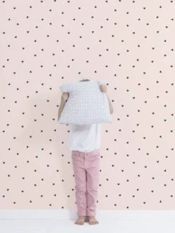 Papier Peint Intissé LILIPINSO - Minima Coeurs Noirs Rose - Lilipinso -Boutique Vertbaudet papier peint intisse lilipinso minima coeurs noirs 1
