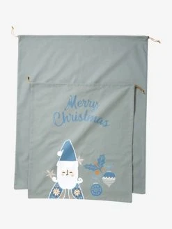 Sac à Jouets Père Noël Scandinave Vert / Bleu - Vertbaudet -Boutique Vertbaudet sac a jouets pere noel scandinave 1