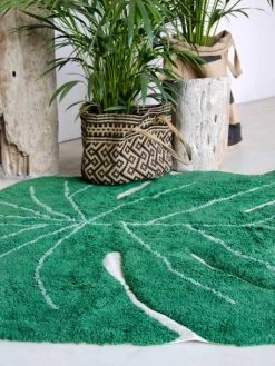 Tapis Coton Lavable Feuille Monstera LORENA CANALS Vert - Lorena Canals -Boutique Vertbaudet tapis coton lavable feuille monstera lorena canals 2
