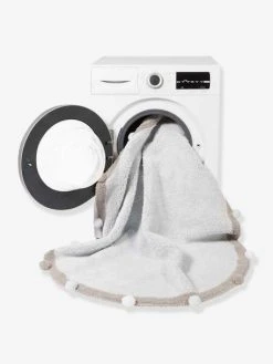 Tapis Coton Lavable Rond Avec Pompons LORENA CANALS Bleu Grisé - Lorena Canals -Boutique Vertbaudet tapis coton lavable rond avec pompons lorena canals 4