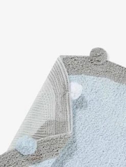 Tapis Coton Lavable Rond Avec Pompons LORENA CANALS Bleu Grisé - Lorena Canals -Boutique Vertbaudet tapis coton lavable rond avec pompons lorena canals 5