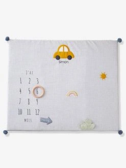 Tapis Photo Bébé Personnalisable En Gaze De Coton EN VOITURE SIMON ! Bleu - Vertbaudet -Boutique Vertbaudet tapis photo bebe personnalisable en gaze de coton en voiture simon 1 4