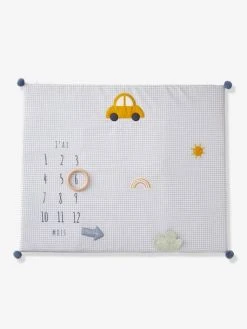 Tapis Photo Bébé Personnalisable En Gaze De Coton EN VOITURE SIMON ! Bleu - Vertbaudet -Boutique Vertbaudet tapis photo bebe personnalisable en gaze de coton en voiture simon 1 5