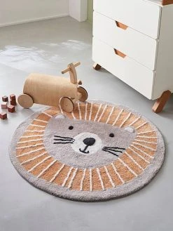 Tapis Rond Lavable Lion Gris / Orange - Vertbaudet -Boutique Vertbaudet tapis rond lavable lion 2