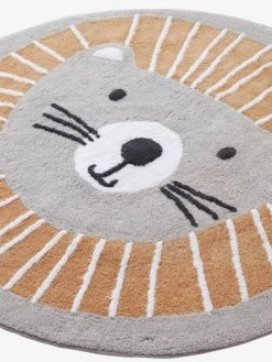 Tapis Rond Lavable Lion Gris / Orange - Vertbaudet -Boutique Vertbaudet tapis rond lavable lion 4